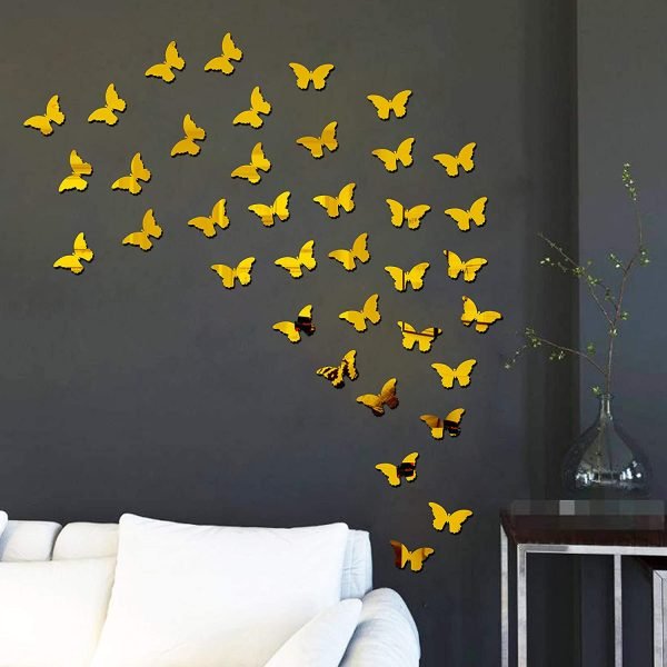 (pack Of 30) 3d Acrylic Butterfly Wall Decoration - Dezer Mart